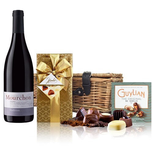 Domaine Mourchon Cotes du Rhone Tradition 75cl Red Wine And Chocolates Hamper